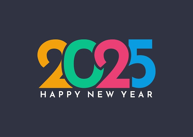 Fondo de diseño de texto colorido de Feliz Año Nuevo