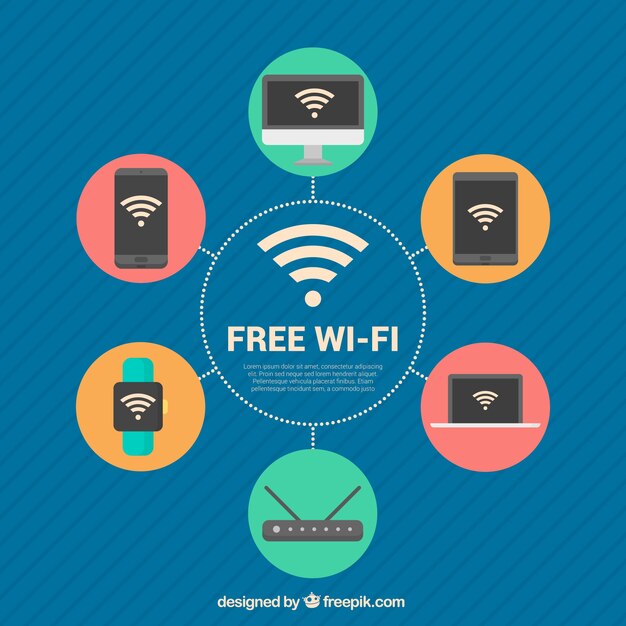 Fondo de dispositivos tecnológicos con wifi 