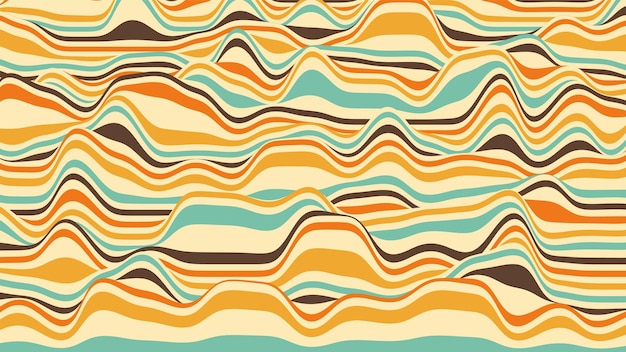 Fondo distorsionado colorido de rayas retro Fondo de ondulación procesal con efecto de ilusión óptica