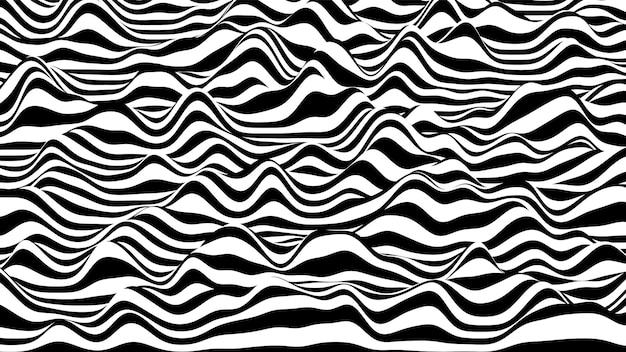 Vector gratuito fondo distorsionado de rayas onduladas en blanco y negro 3d