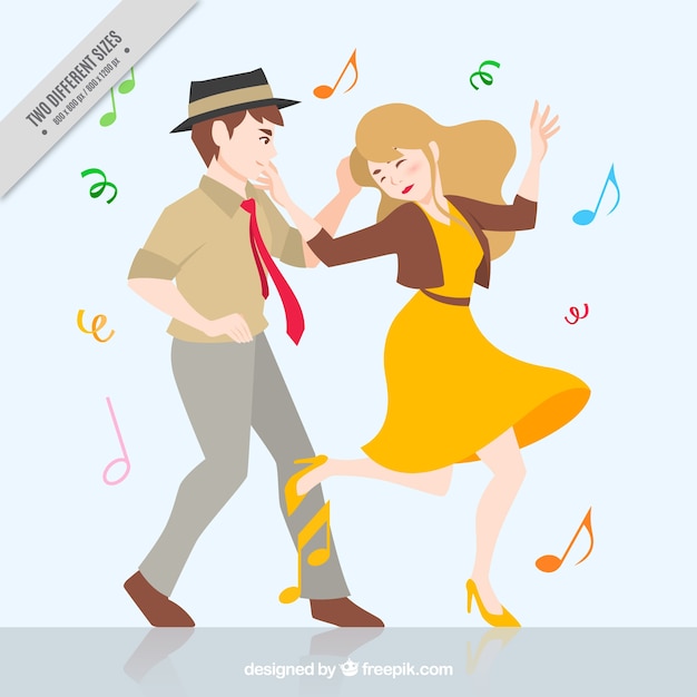 Vector gratuito fondo de divertida pareja bailando
