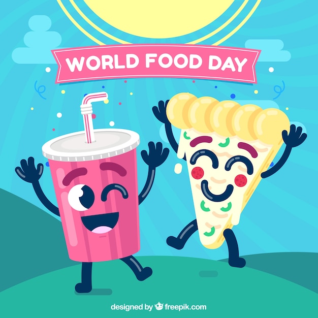 Vector gratuito fondo divertido del día mundial de la comida