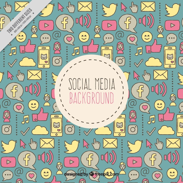 Fondo divertido de elementos de redes sociales