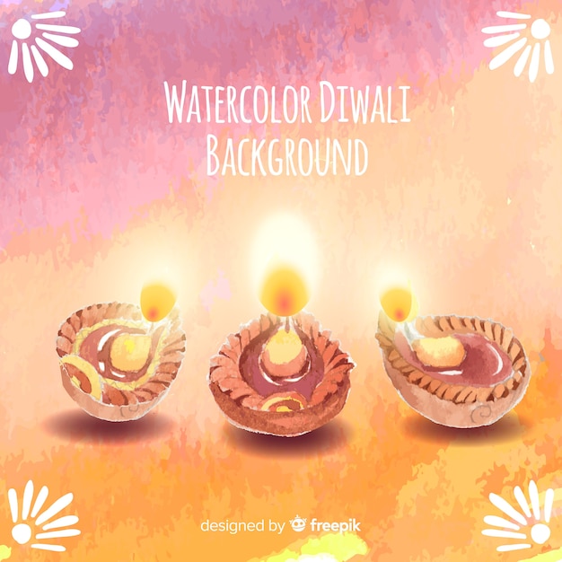 Vector gratuito fondo de diwali adorable en acuarela