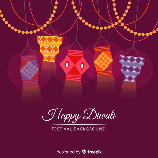 Fondo de diwali adorable con diseño plano