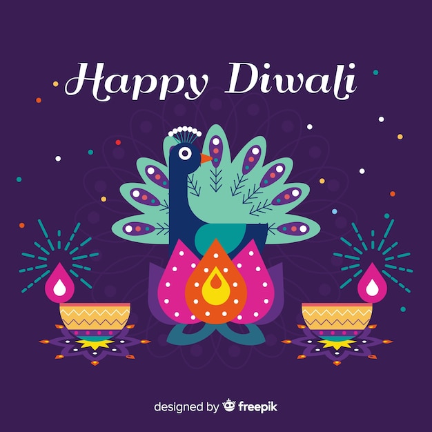 Fondo de diwali adorable con diseño plano