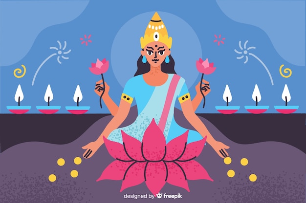 Vector gratuito fondo diwali dibujado a mano con velas