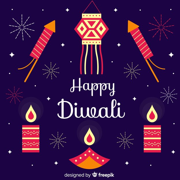 Fondo de Diwali en diseño plano