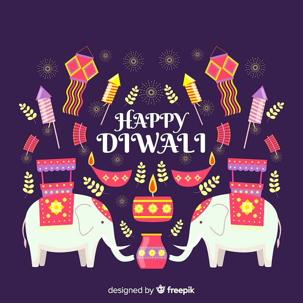 Fondo de diwali en diseño plano