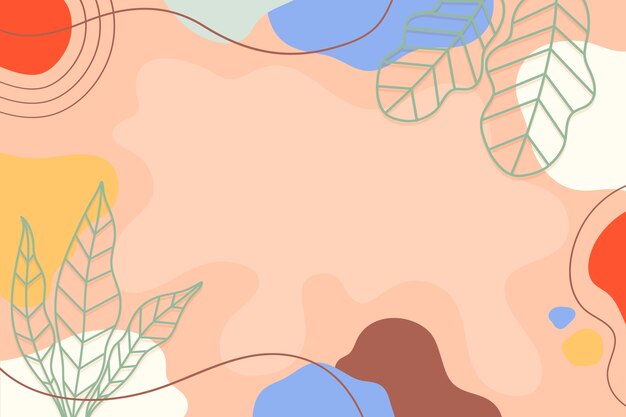 Fondo de doodle de diseño plano con hojas
