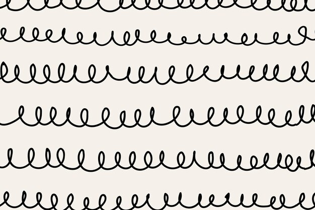 Fondo de Doodle, vector de diseño de patrón de espiral negro