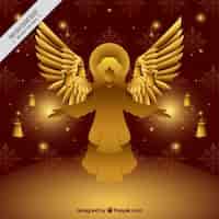Vector gratuito fondo dorado de ángel con campanas