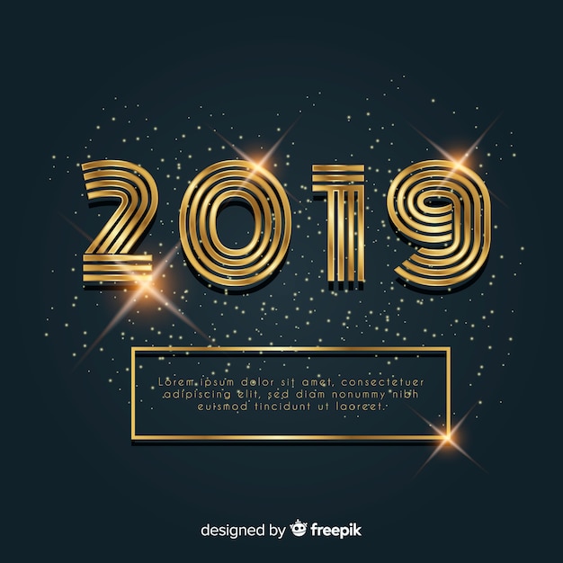 Vector gratuito fondo dorado de año nuevo 2019