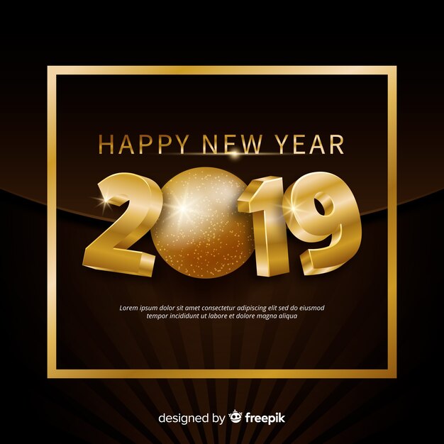Fondo dorado de año nuevo 2019