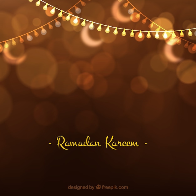 Fondo dorado bokeh de ramadan kareem