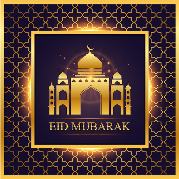 Vector gratuito fondo dorado de eid mubarak