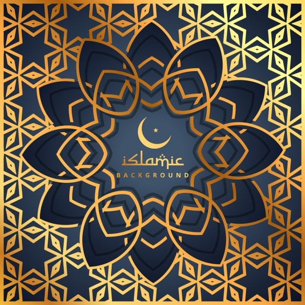 Fondo dorado con flor islámica