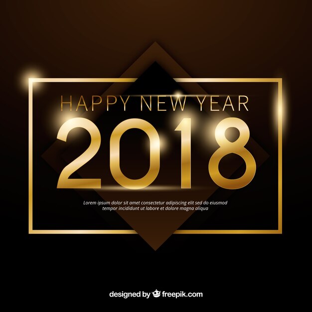 Fondo dorado y negro de año nuevo 2018