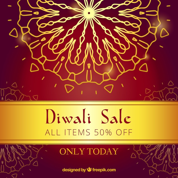 Vector gratuito fondo dorado de rebajas de diwali