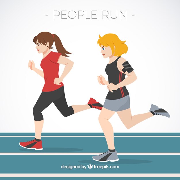 Fondo de dos mujeres corriendo en pista