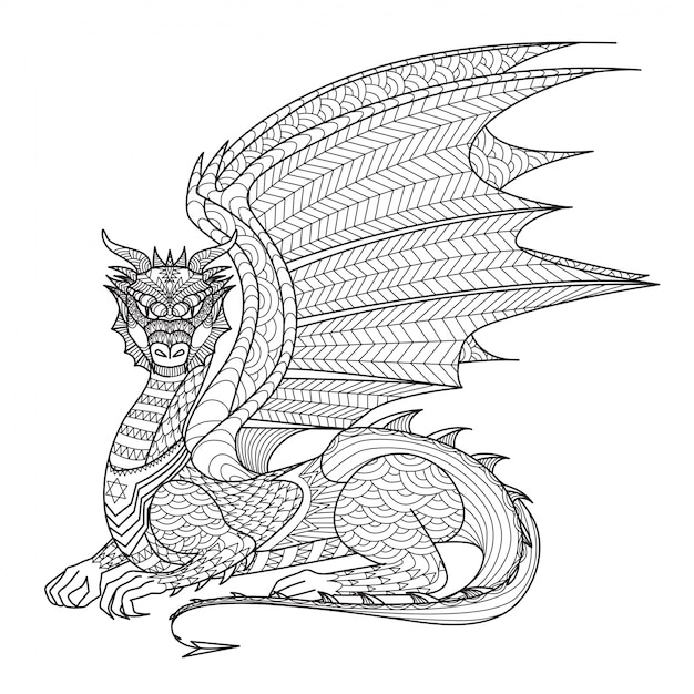 Fondo de dragón dibujado a mano