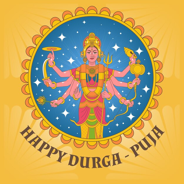 Fondo durga-puja dibujado a mano