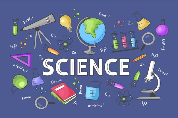 Fondo de educación científica dibujado a mano