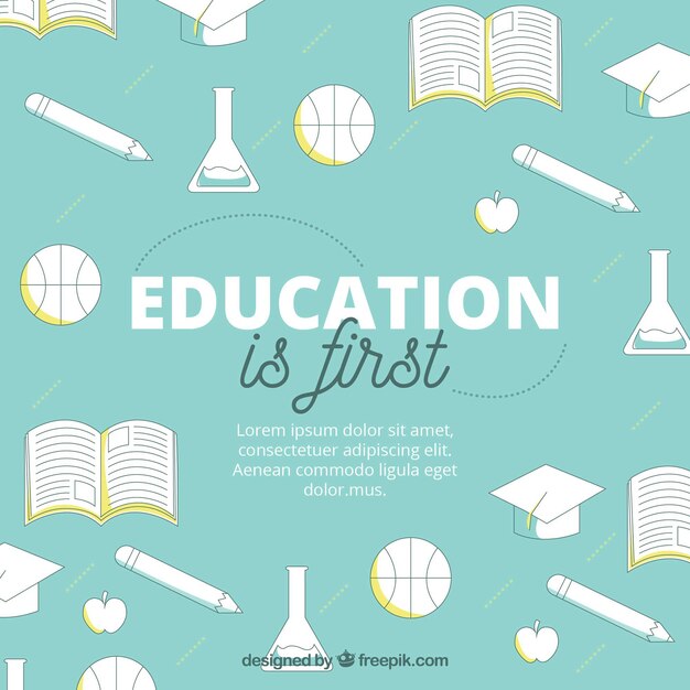 Fondo de educación en estilo plano