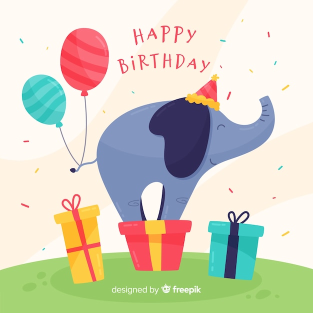 Vector gratuito fondo elefante cumpleañero