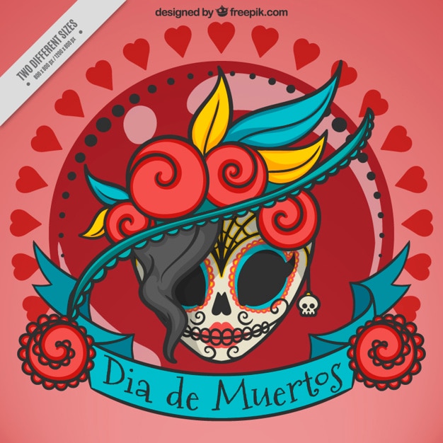 Vector gratuito fondo de elegante calavera mexicana