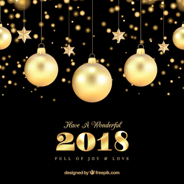 Vector gratuito fondo elegante dorado de año nuevo 2018