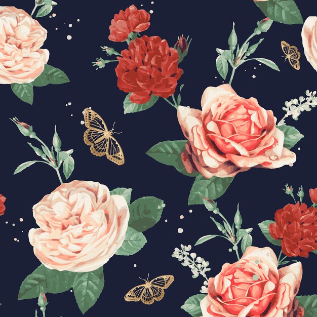 Fondo elegante del modelo del vector de las rosas de San Valentín