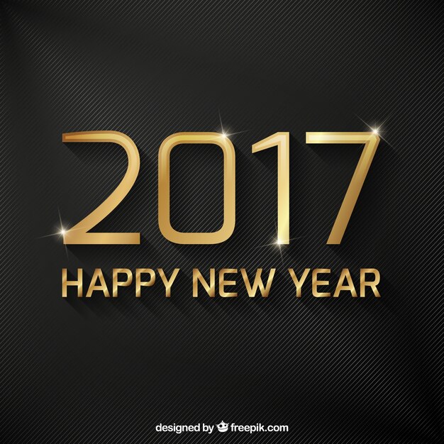 Fondo elegante oscuro con feliz año nuevo dorado