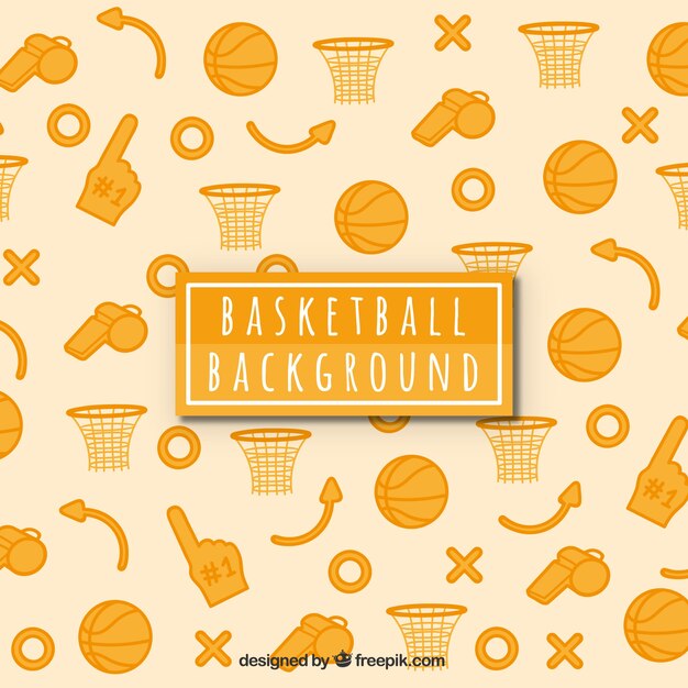 Fondo de elementos de baloncesto dibujados a mano 