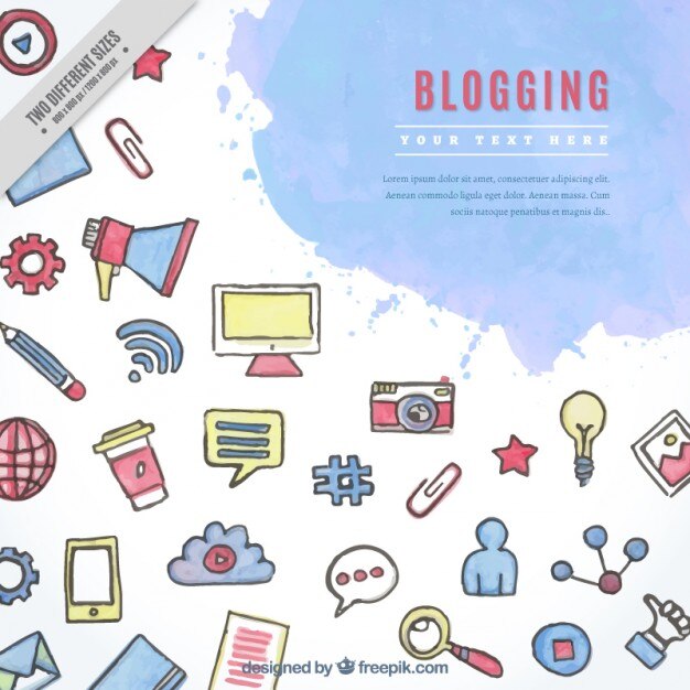 Fondo de elementos de blog de acuarela 