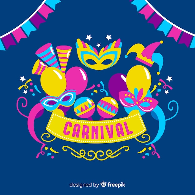 Vector gratuito fondo elementos carnaval planos