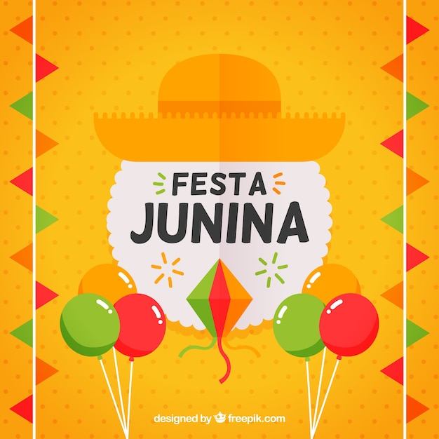 Vector gratuito fondo con elementos de cebración de festa junina