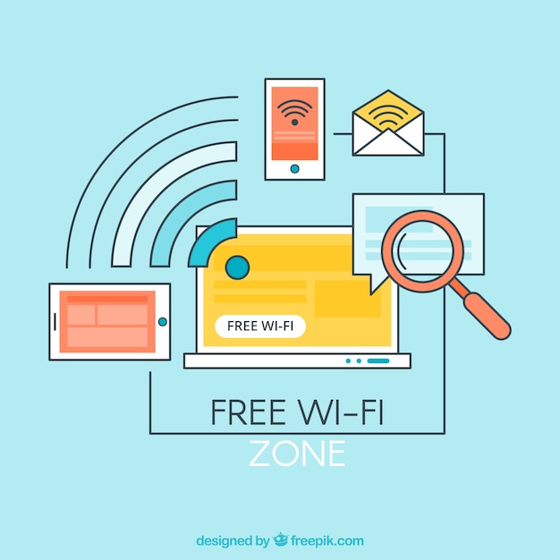 Vector gratuito fondo de elementos conectados a wifi