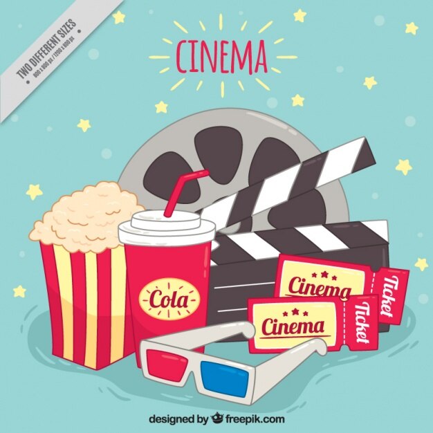 Fondo de elementos para disfrutar de una película