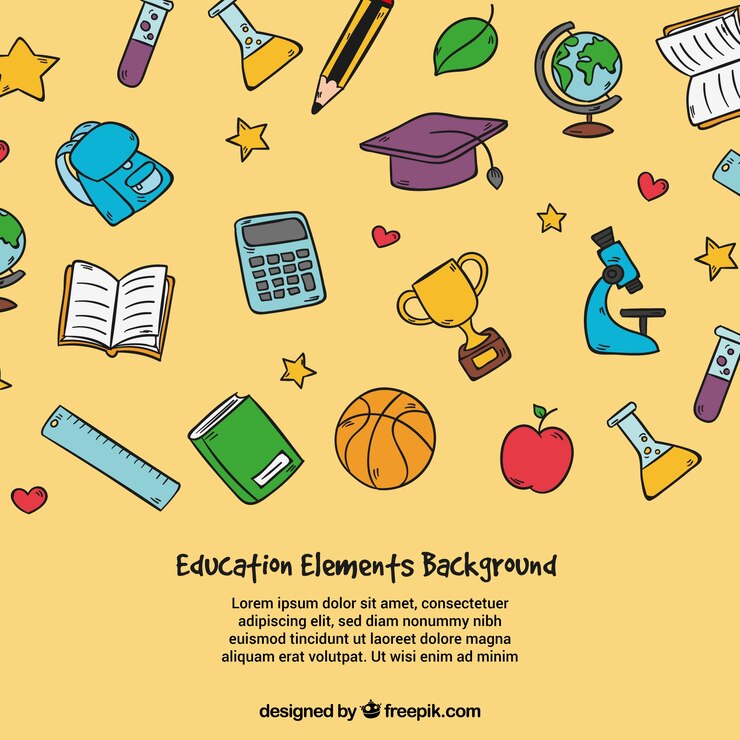 Vector gratuito fondo de elementos de educación en estilo hecho a mano