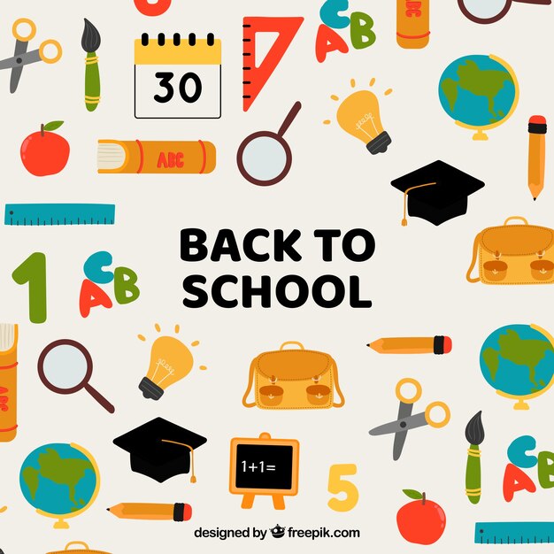 Fondo de elementos de educación planos