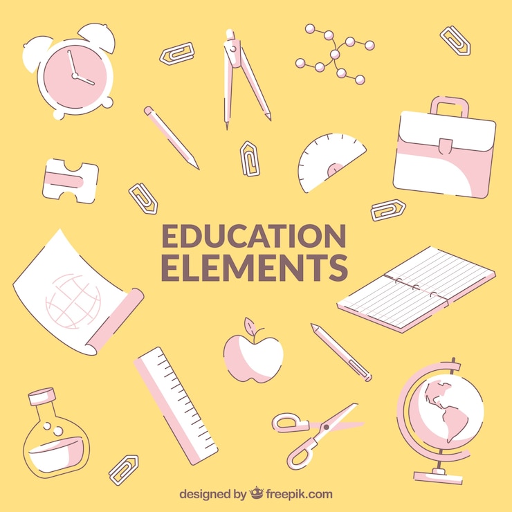 Vector gratuito fondo de elementos de education en estilo plano
