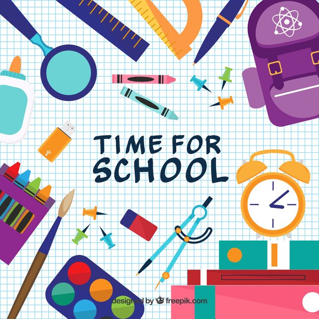 Fondo de elementos de education en estilo plano