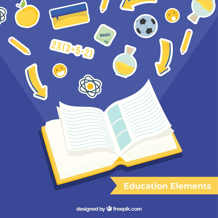 Vector gratuito fondo de elementos de education en estilo plano