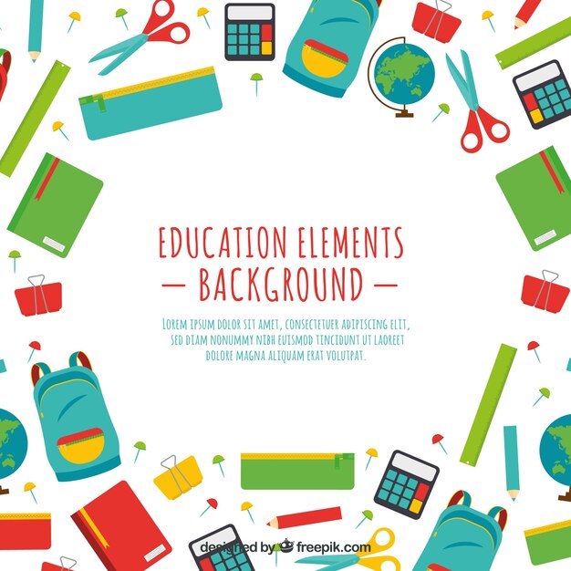 Fondo de elementos de education en estilo plano