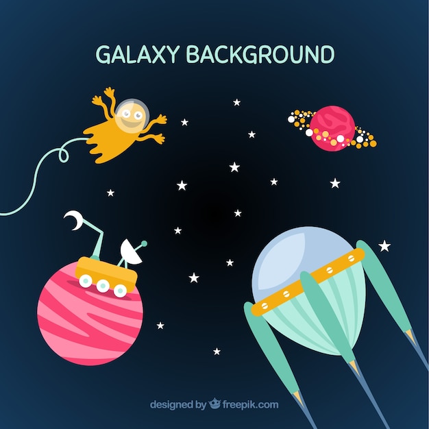 Vector gratuito fondo con elementos del espacio en diseño plano