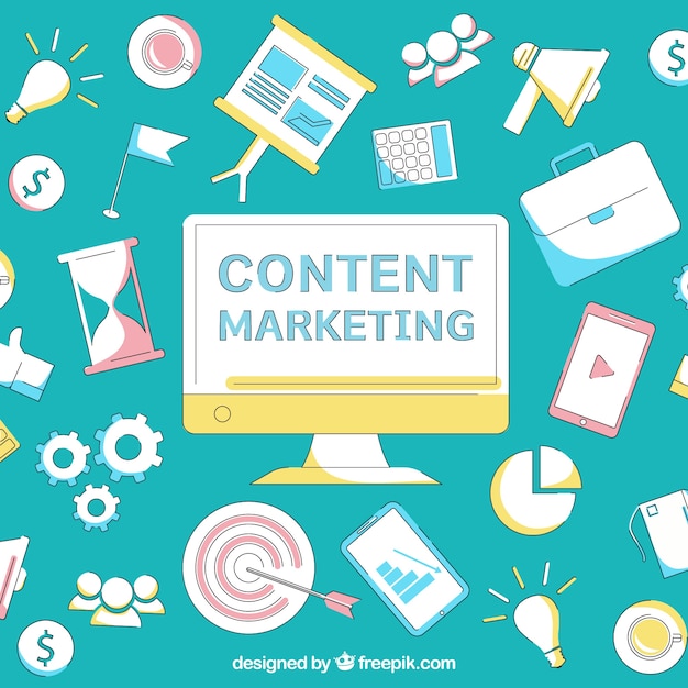 Fondo de elementos de marketing de contenido