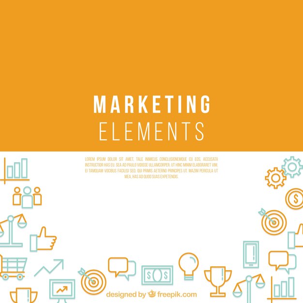 Fondo de elementos de marketing con espacio en medio