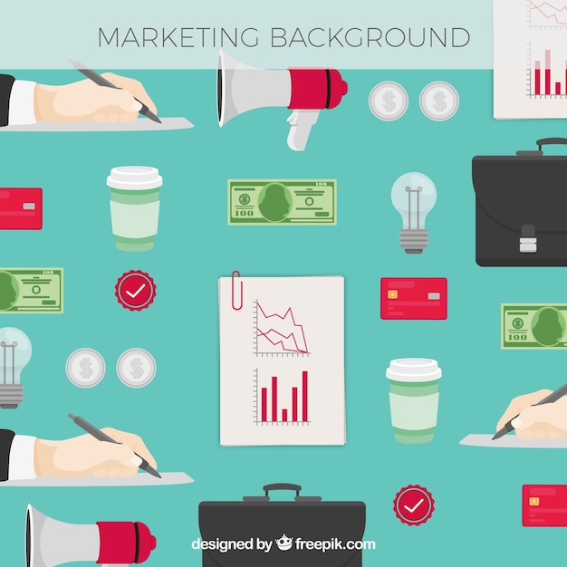 Fondo de elementos de marketing en estilo flat