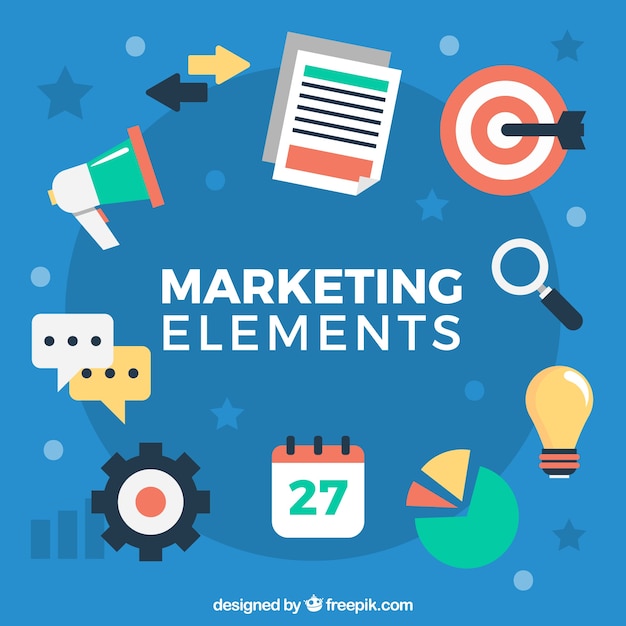 Fondo de elementos de marketing en estilo flat